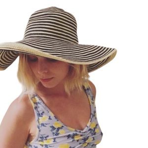 Forever 21 Striped Wide Brim Floppy Straw Hat